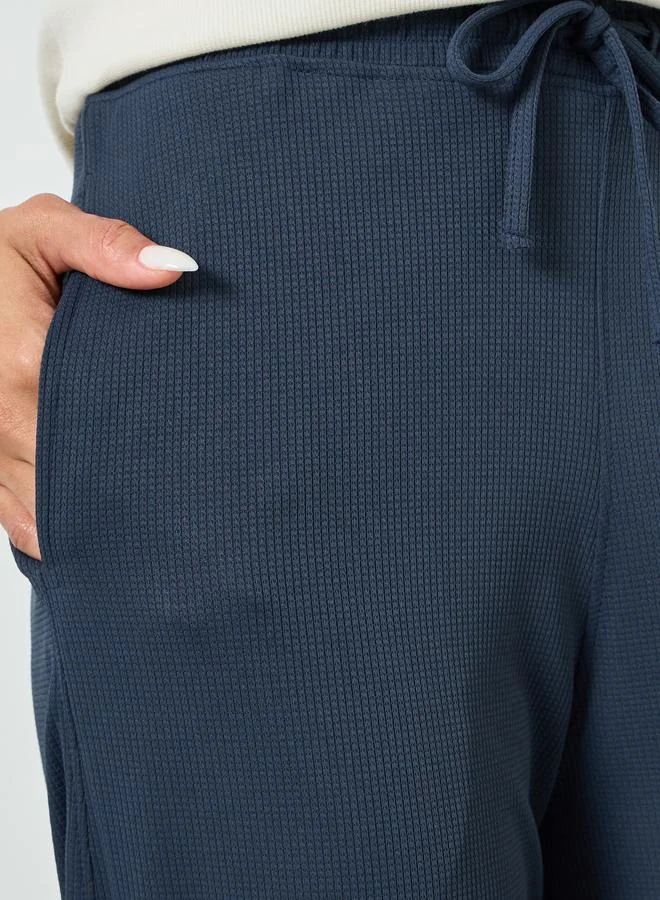 Styli Grey Waffle Knit Relaxed Fit Joggers